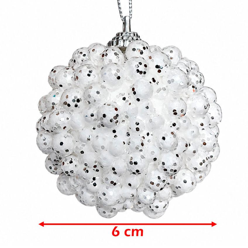 Bola Nevada Branca Decoração Enfeite Natalino 6cm Kit 36pçs - imagem 5