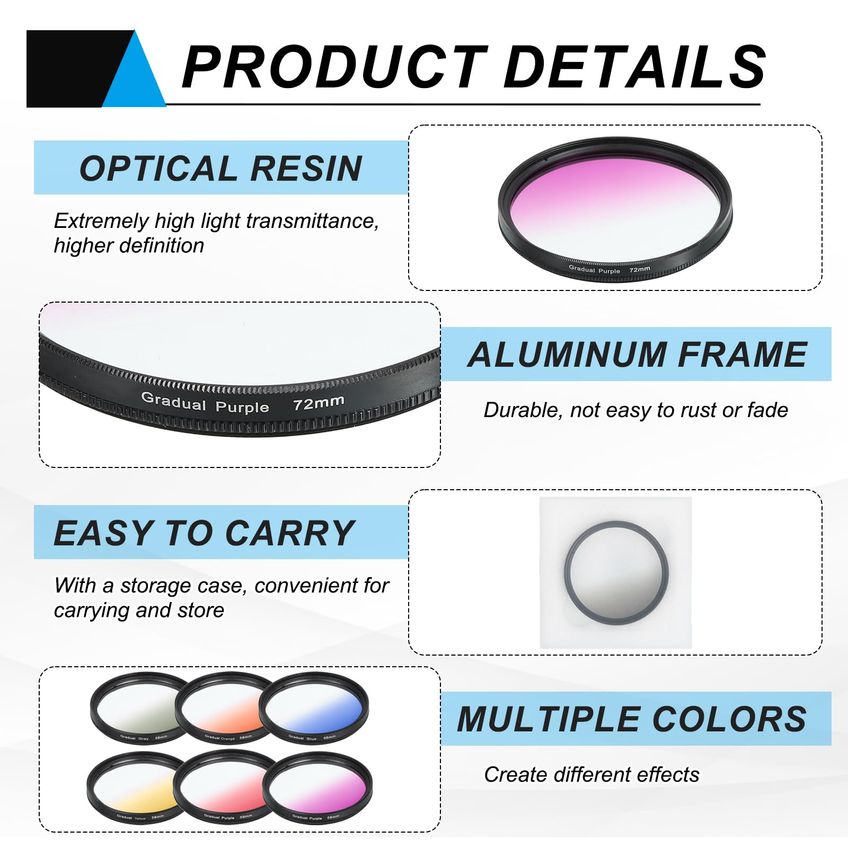 Kit De Filtros De Cor Gradual Meccanixity 72mm - 6 Peças - imagem 3