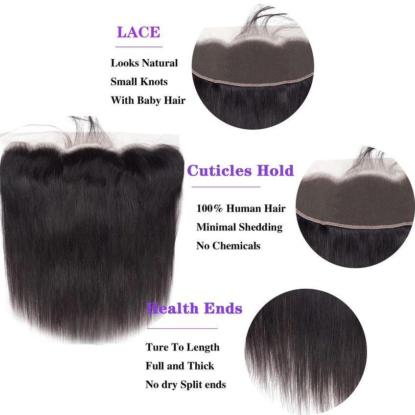 Frontal De Tule Lauberita 36 cm Liso Preto 13x4 - imagem 3