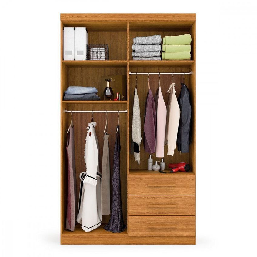 Guarda Roupa Solteiro Advantage 4 Portas 3 Gavetas MDP Freijó Batrol Móveis - imagem 5