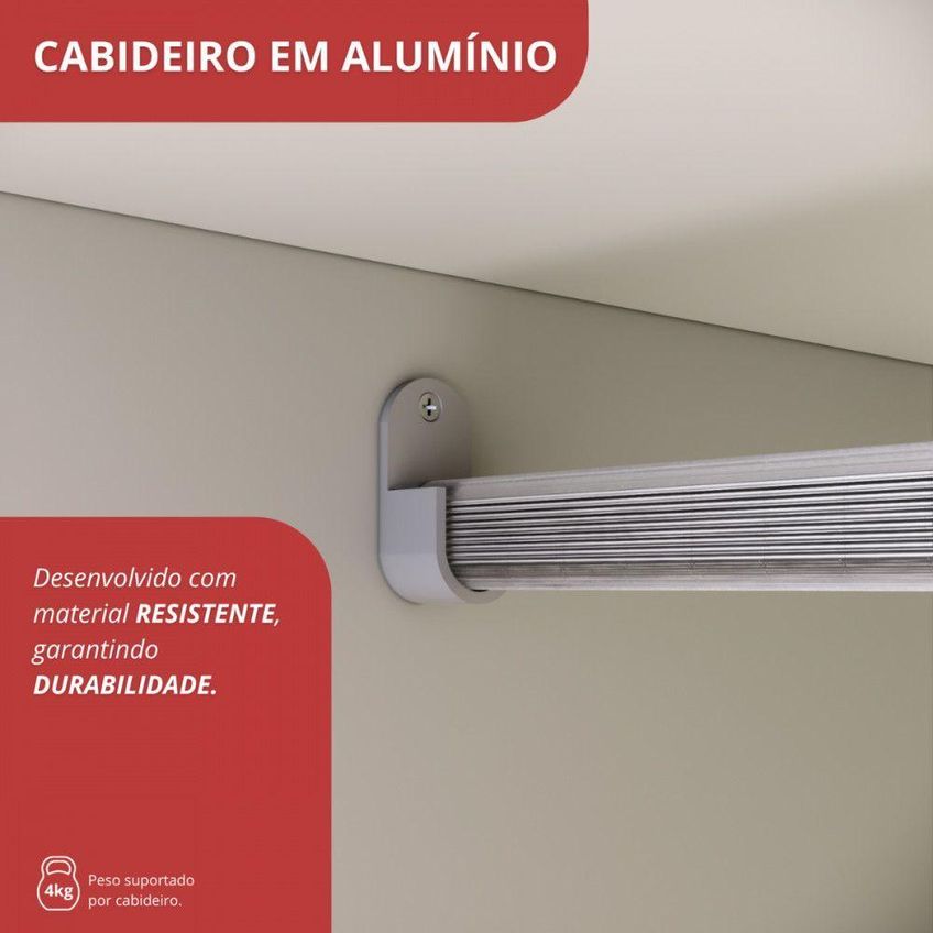 Guarda Roupa Casal Premier 6 Portas De Bater 2 Gavetas MDP Branco Brilhante Batrol Móveis - imagem 3