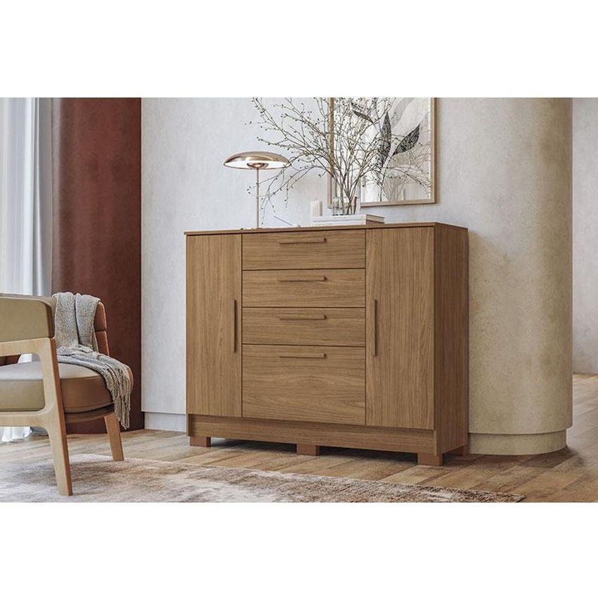 Guarda Roupa Casal Guarapuava 6 Portas 4 Gavetas MDP 194cm Café Santos Andirá - imagem 3