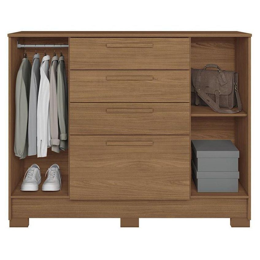 Guarda Roupa Casal Guarapuava 6 Portas 4 Gavetas MDP 194cm Café Santos Andirá - imagem 4