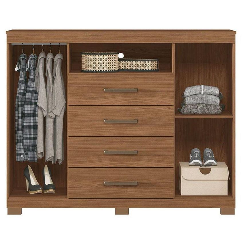 Guarda Roupa Casal Guarapuava 6 Portas 4 Gavetas Mdp Jatobá Acetinado Com Cômoda Havana Master - imagem 3