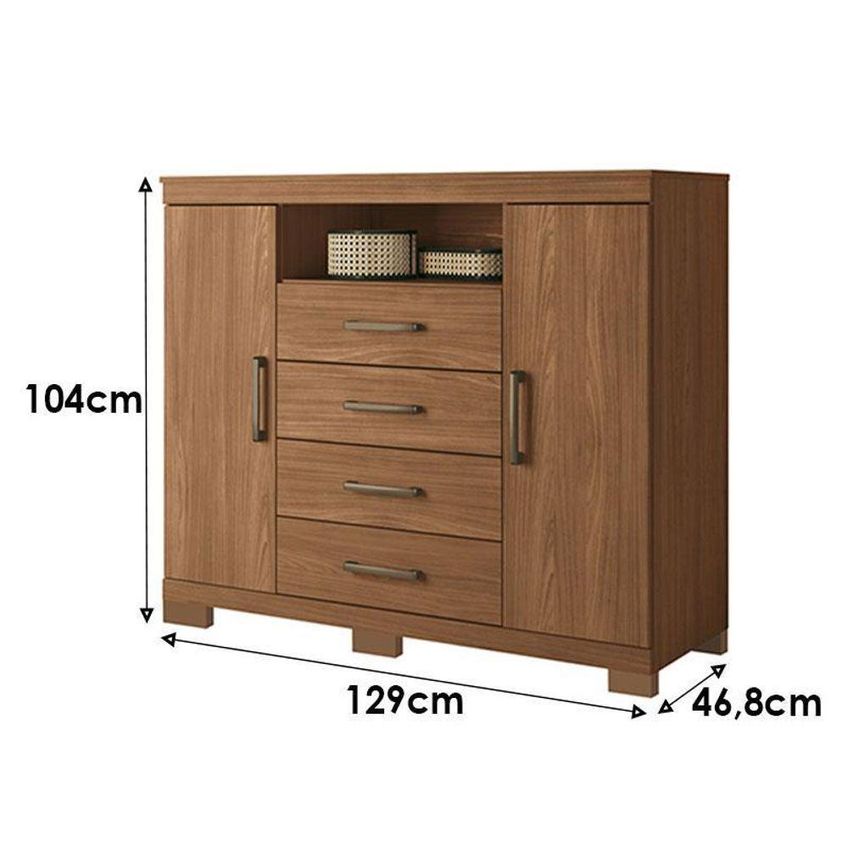 Guarda Roupa Casal Guarapuava 6 Portas 4 Gavetas Mdp Jatobá Acetinado Com Cômoda Havana Master - imagem 5