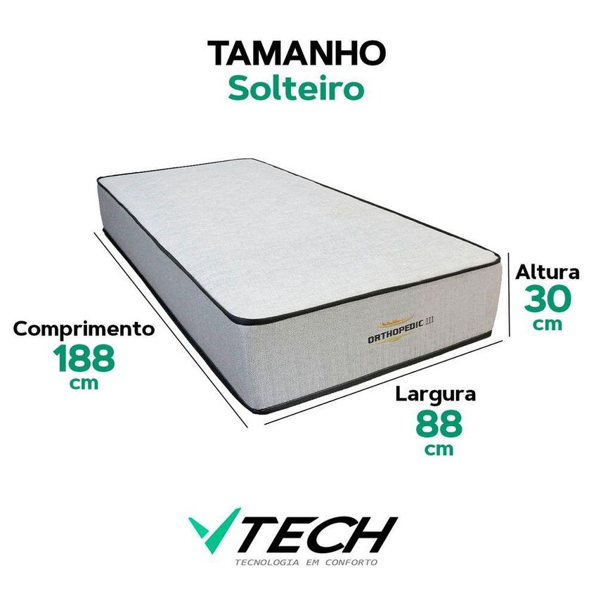 Colchão Solteiro Orthopedic Espuma D33 Extra Firme Proteções Antiácaro Antialérgico Antifungo - imagem 2