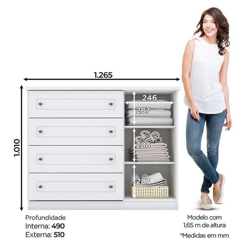 Berço Multifuncional Americano Formare MDF com Cômoda e Colchão Incluso Branco Freijó Matic Móveis - imagem 3
