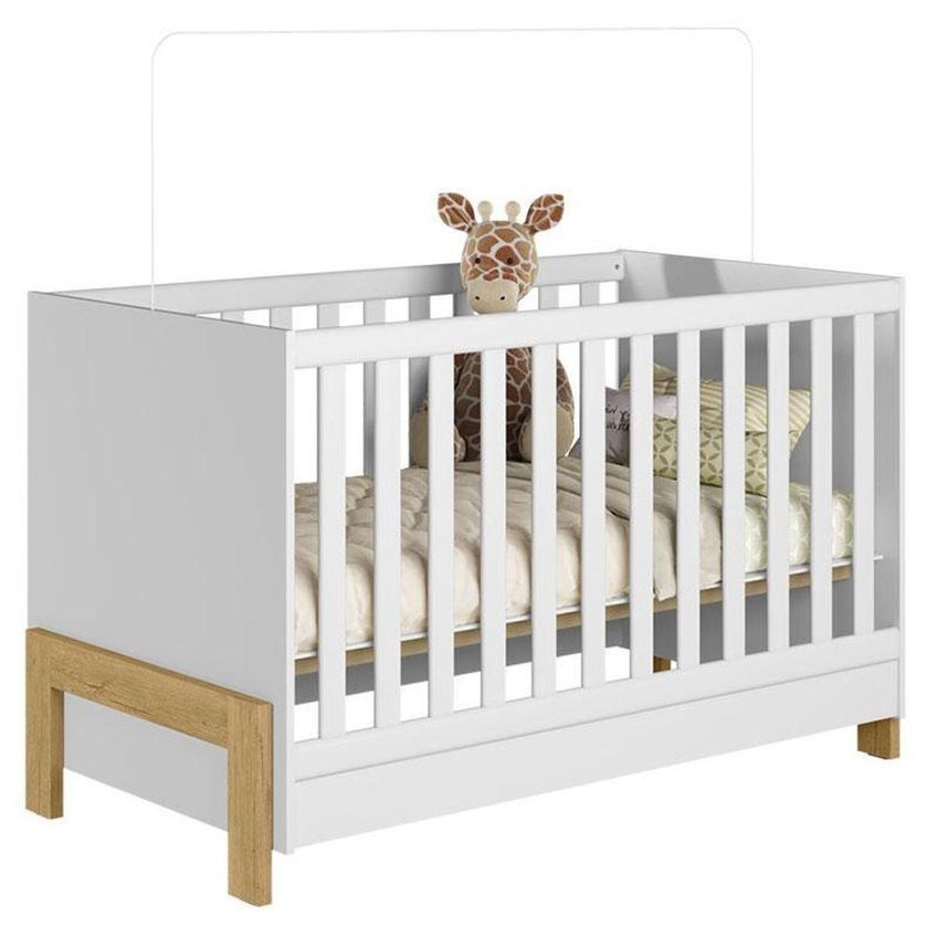 Kit Berço Americano Mini Cama Fantasia MDF Colchão Incluso Branco Qmovi - imagem 4