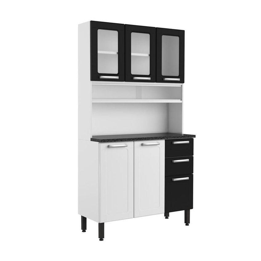 Cozinha Compacta Em Aço Múltipla 6 Portas 2 Gavetas 105cm Preto Bertolini - imagem 4