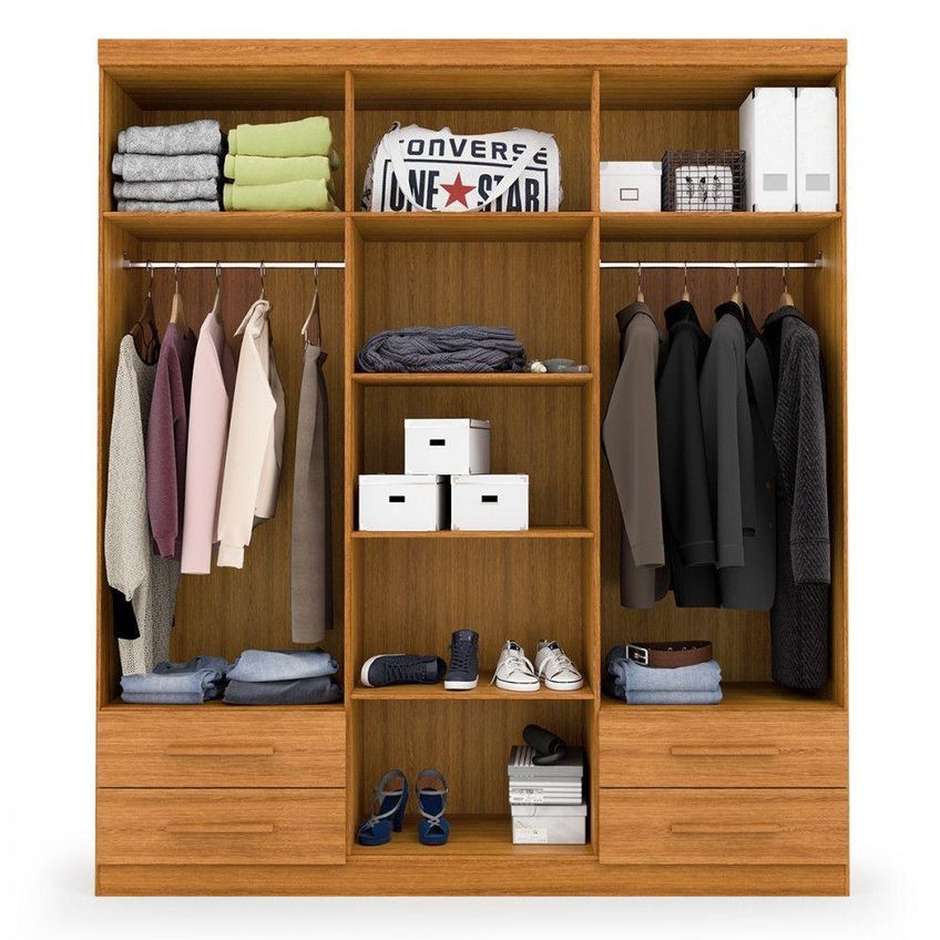 Guarda Roupa Casal Advantage 6 Portas De Bater 4 Gavetas Mdp Freijó Batrol Móveis - imagem 3