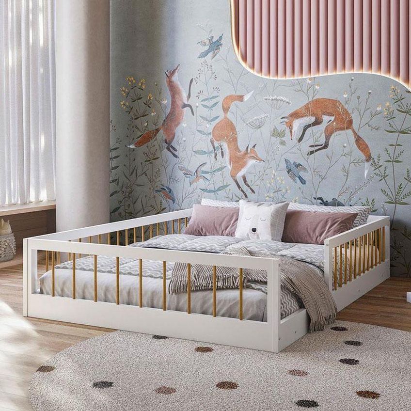 Cama Montessoriana Casal Ana MDF Branco Amadeirado Tigus Móveis - imagem 2