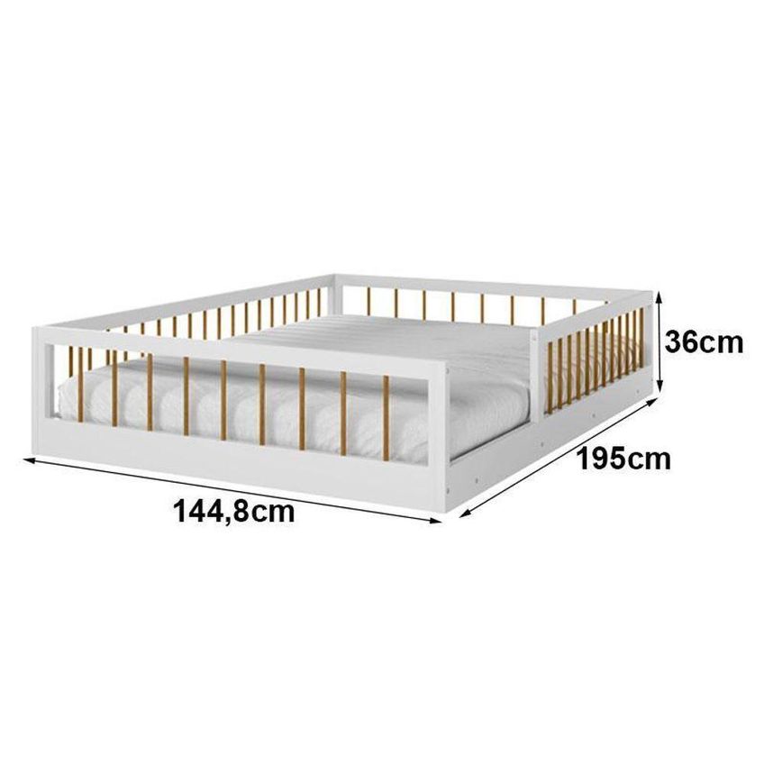 Cama Montessoriana Casal Ana MDF Branco Amadeirado Tigus Móveis - imagem 4