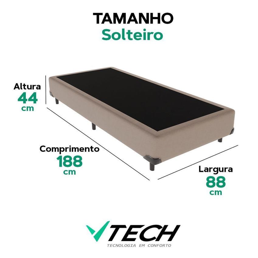 Cama Box Solteiro Cama Box Estrutura Madeira Reflorestada Bege Vtech - imagem 5