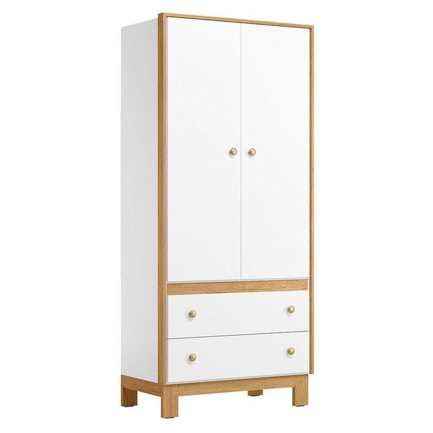 Guarda Roupa Infantil Com Cômoda Flora 5055 1 Porta Bater 4 Gavetas MDF Branco Qmovi - imagem 2