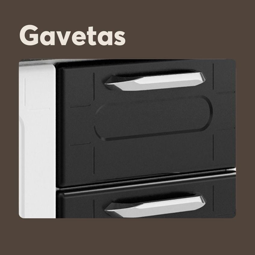 Balcão De Cozinha Em Aço Com Tampo Dona Maria 3 Portas 1 Gaveta Preto Bertolini - imagem 3