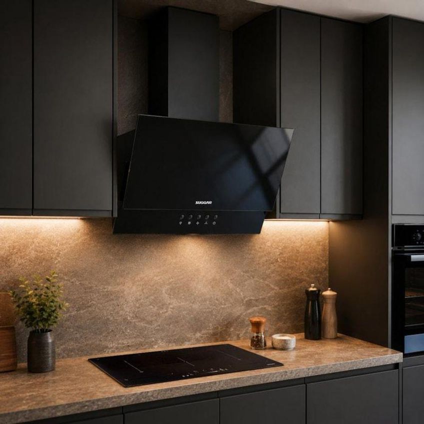 Coifa De Parede Suggar Rubi Vidro Inclinado 60cm Led Preto 110v - imagem 4