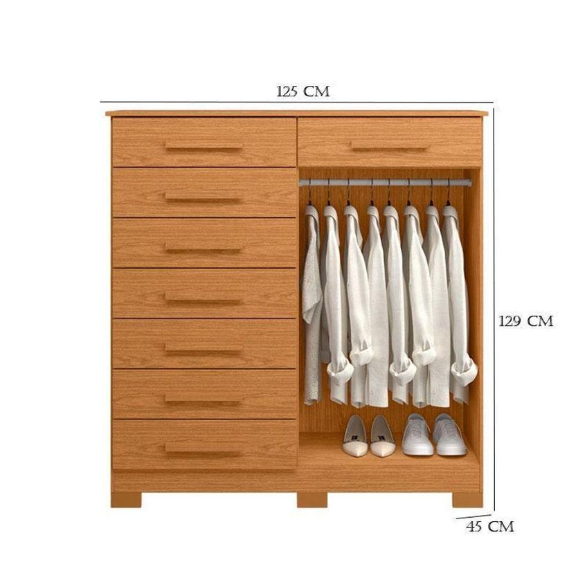 Kit Guarda Roupa Casal Napoli E Cômoda Verona 6 Portas 8 Gavetas Mdp Cinamomo Bronze - imagem 4