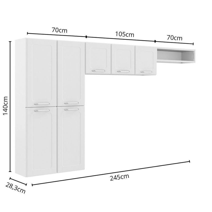 Cozinha Compacta Dona Maria 7 Portas Aço 245cm Branco Bertolini - imagem 4