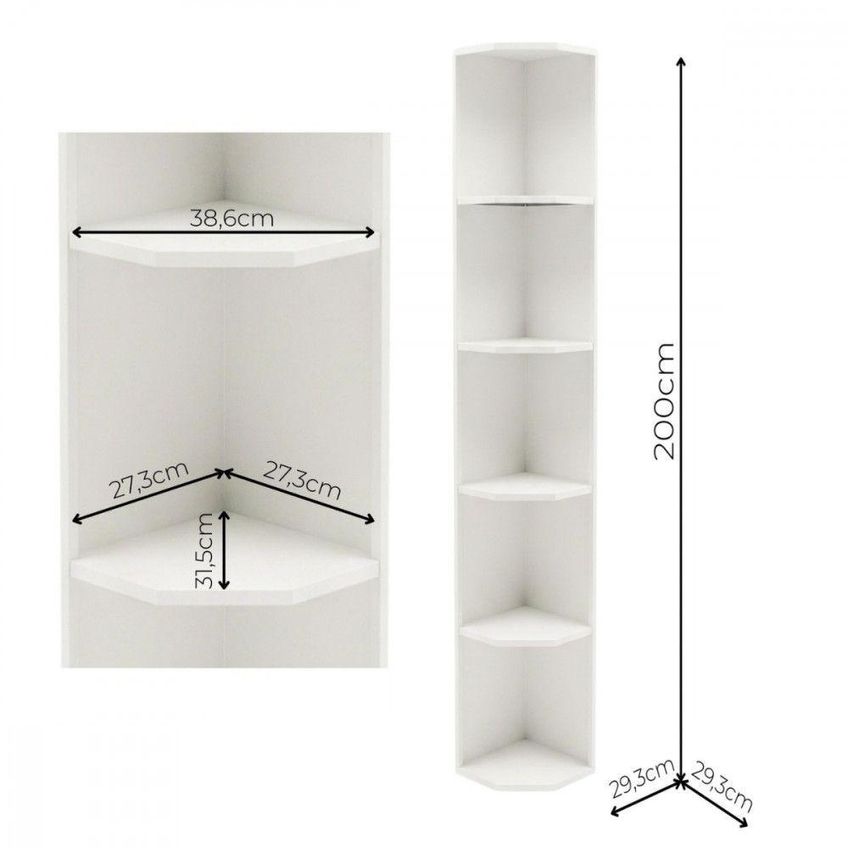 Cantoneira Top Class 5 Prateleiras Mdp Branco Fosco Batrol Móveis 38cm - imagem 4