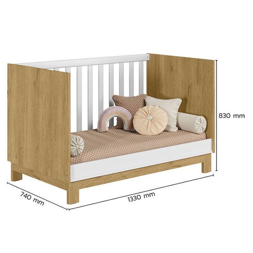 Kit Berço Americano Mini Cama Q Encanto Slim Mdp Freijó E Branco Qmovi - imagem 3