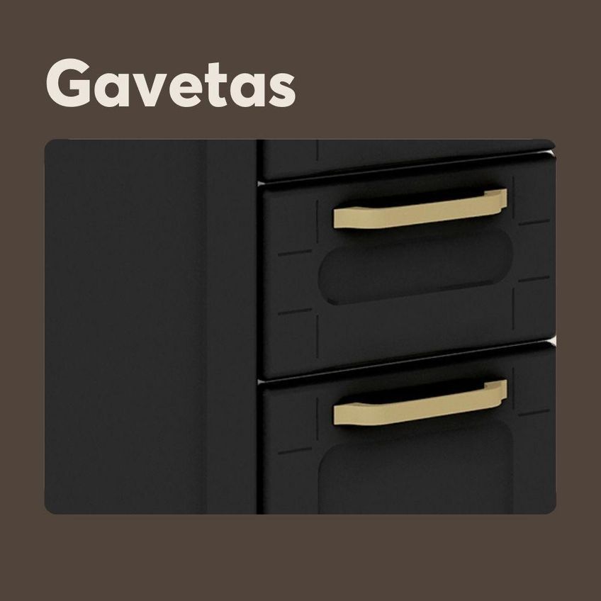 Balcão De Cozinha Aço Com Tampo 3 Portas 2 Gavetas 105cm Grafite 6114 Bertolini - imagem 3