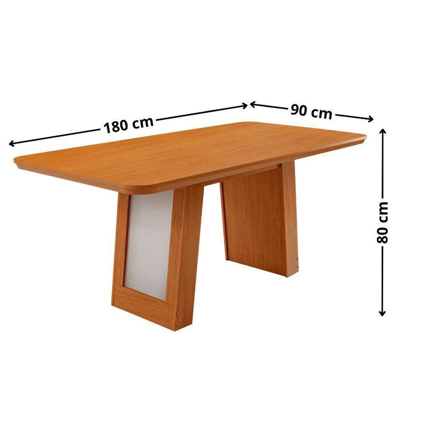 Mesa De Jantar Carolina 6 Lugares Tampo Laminado Creme Off White 180cm Moderna - imagem 4
