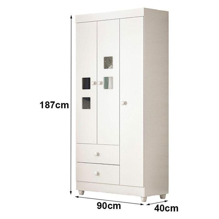 Guarda Roupa Infantil Life 3 Portas Giratórias 2 Gavetas MDF Branco Flex Tigus Móveis 90cm - imagem 2