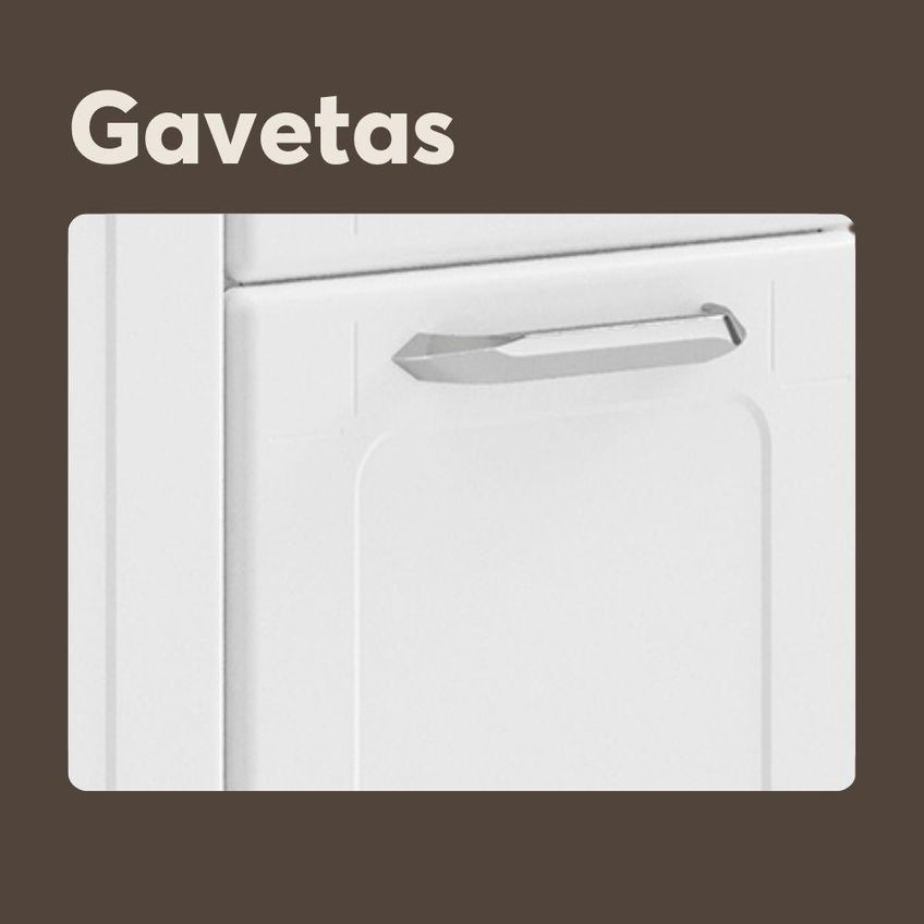 Balcão De Cozinha Em Aço Com Tampo Dona Maria 3 Portas 1 Gaveta Branco Bertolini - imagem 3