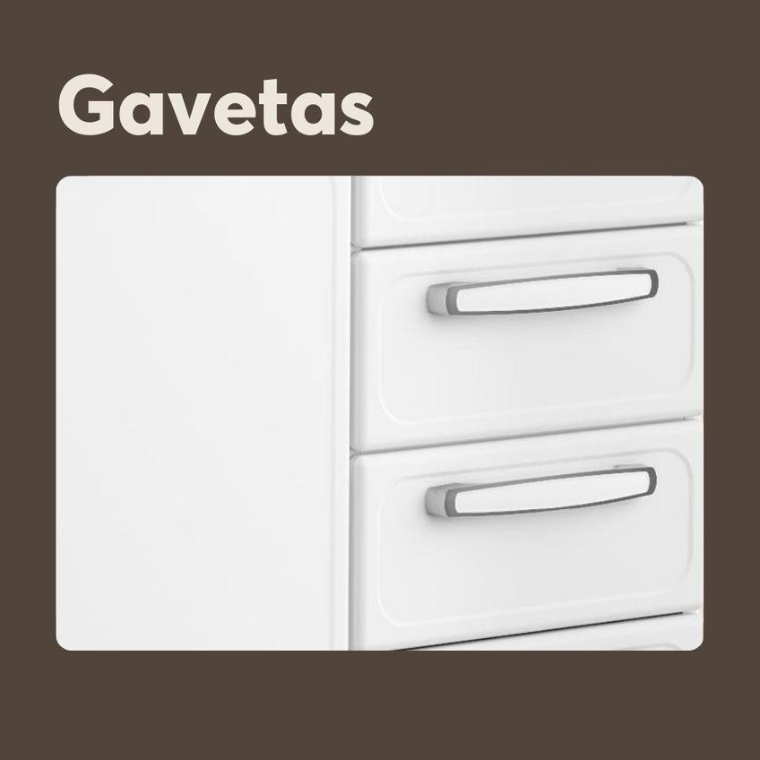 Balcão De Cozinha Com Pia Evidence 3 Portas 2 Gavetas Aço Branco Bertolini - imagem 3