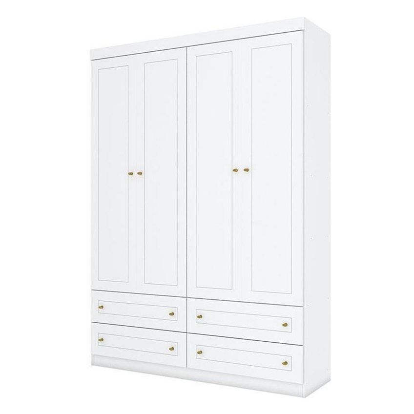 Quarto De Bebê 4 Portas 4 Gavetas Fantasia MDP-MDF Branco Acetinado Qmovi - imagem 4
