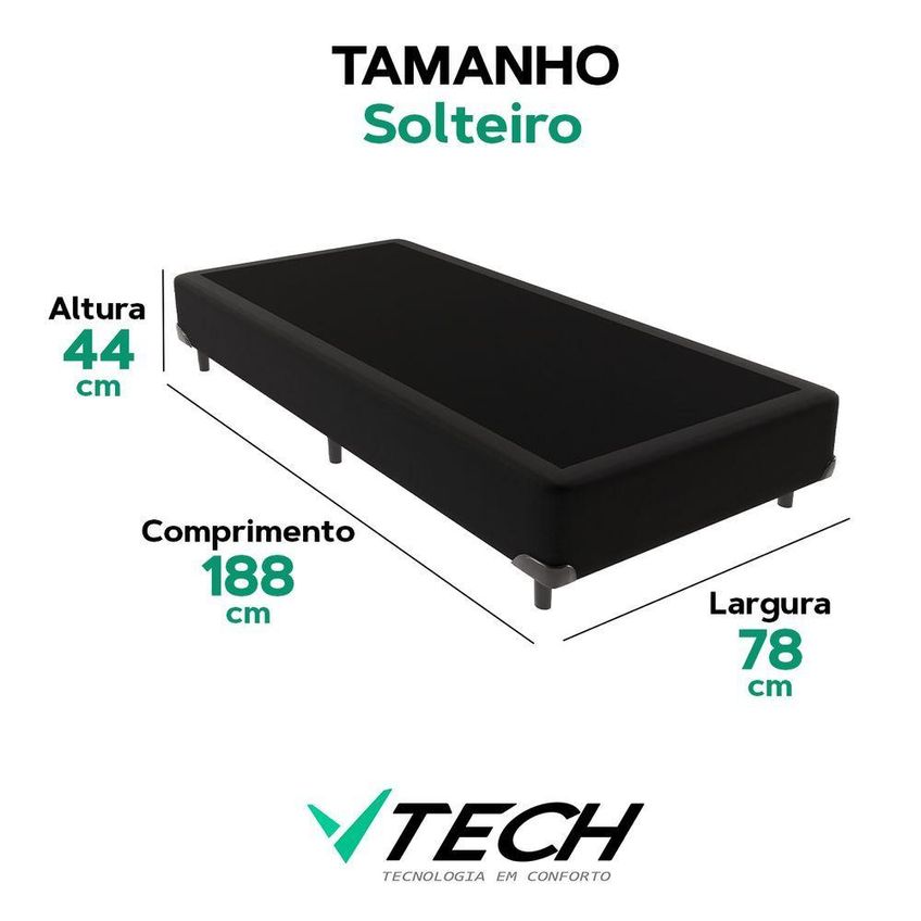 Cama Box Solteiro Cama Box Estrutura Madeira Reflorestada Preto Vtech - imagem 3