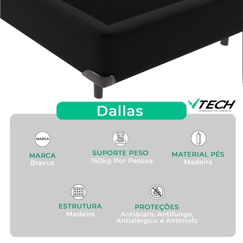 Cama Box Solteiro Cama Box Estrutura Madeira Reflorestada Preto Vtech - imagem 4