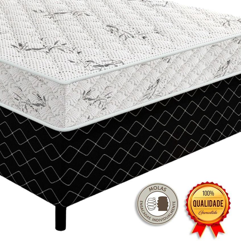 Cama Box Conjugada Solteiro Ultra Confort Molas Ensacadas Preto V-store - imagem 3