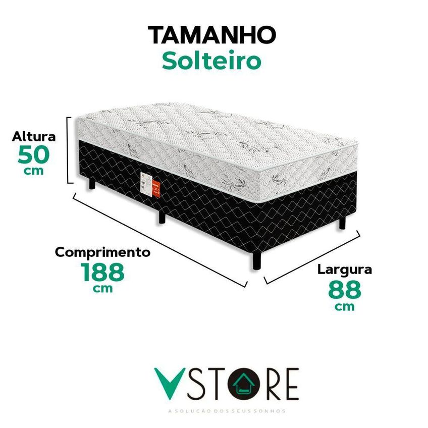 Cama Box Conjugada Solteiro Ultra Confort Molas Ensacadas Preto V-store - imagem 4