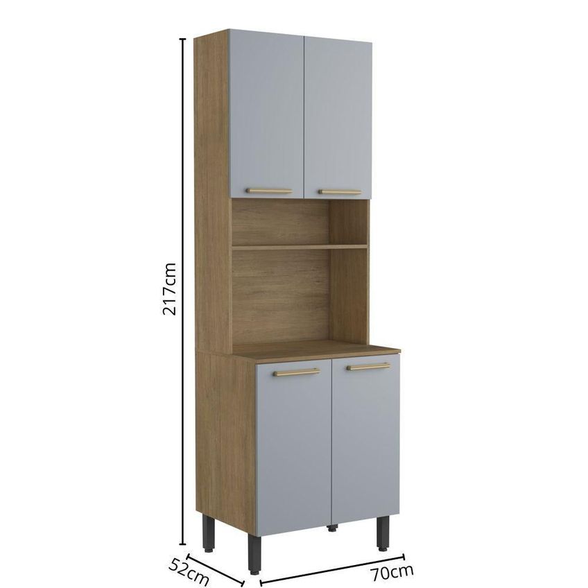 Armário Para Forno De Cozinha Axé 4 Portas 1 Prateleira Cinza Bertolini - imagem 3