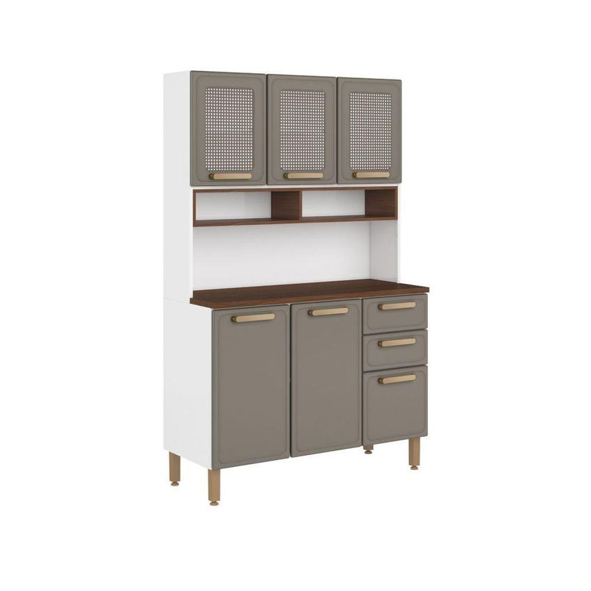 Cozinha Compacta Em Aço Essência 6 Portas 2 Gavetas 120cm Pecan - imagem 3