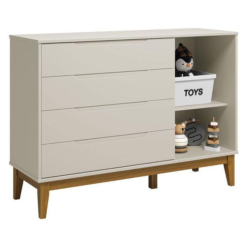 Kit Berço Americano Danny Com Colchão E Cômoda Elfe Classic Mdf Areia Reller Móveis - imagem 5
