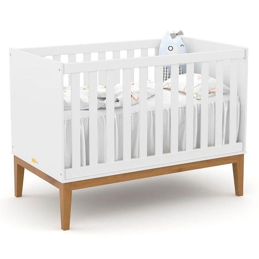 Conjunto Infantil Berço Unique E Guarda Roupa 4 Portas 4 Gavetas MDF E MDP Branco Soft Eco Wood - imagem 5