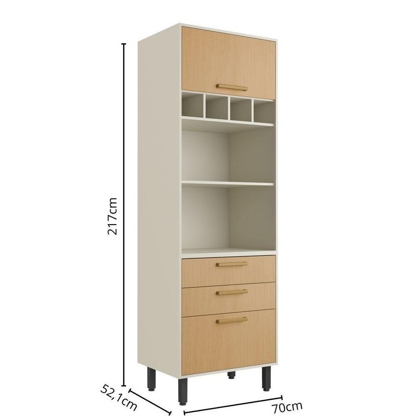 Armário Paneleiro Torre Quente Para Forno Bossa Nova 2 Portas 3 Prateleiras MDP 70cm Marrom - imagem 3