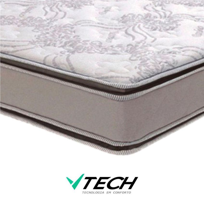 Cama Box Com Colchão Solteiro Four Season Molas Ensacadas Cinza Vtech - imagem 3