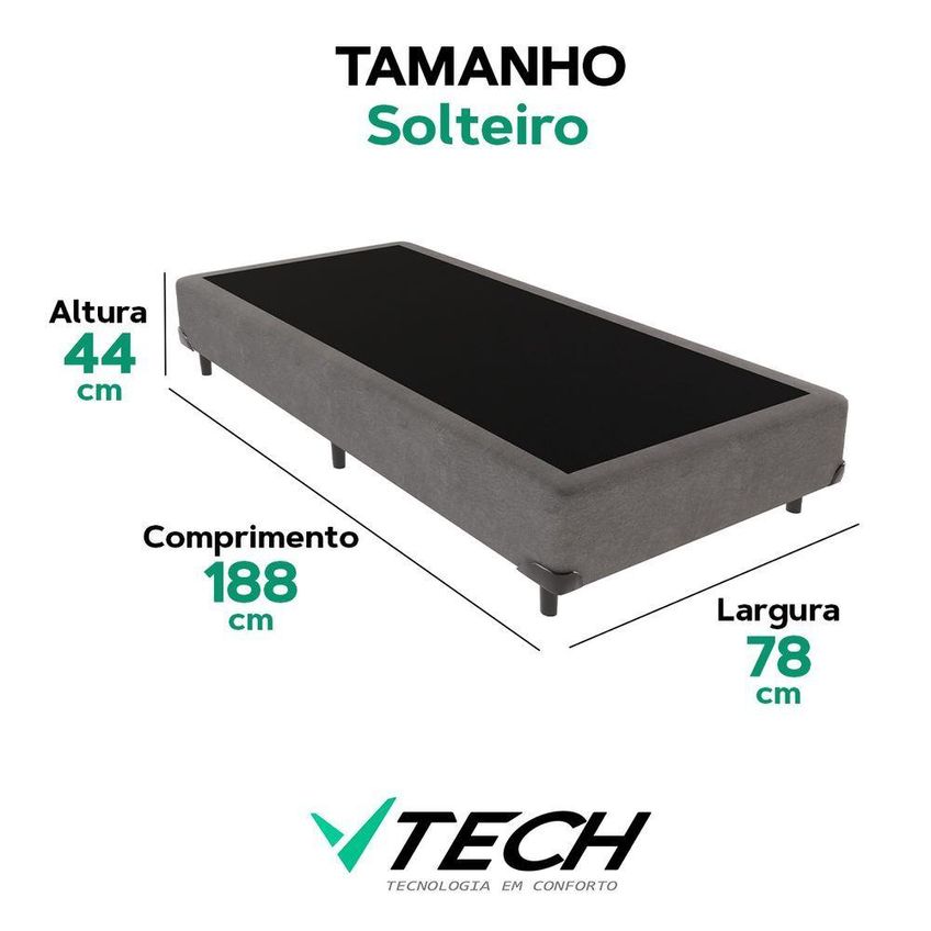 Cama Box Solteiro Cama Box Estrutura Madeira Base Inteiriça Cinza Vtech - imagem 5