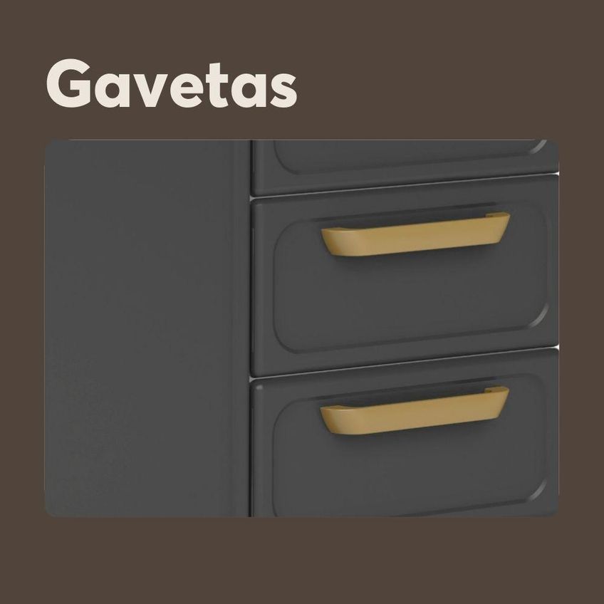 Cozinha Compacta Em Aço Bella 6 Portas 2 Gavetas Grafite Bertolini - imagem 4
