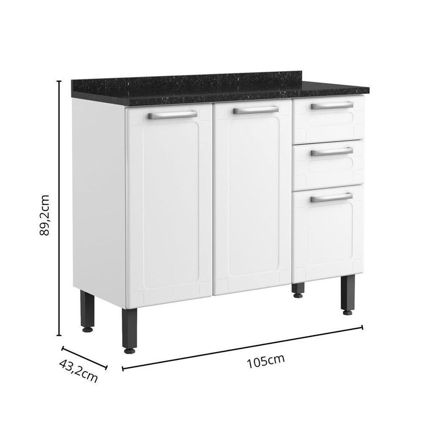 Cozinha Compacta Em Aço Multipla Conjmtp15 6 Portas 2 Gavetas Branco E Preto Bertolini - imagem 4