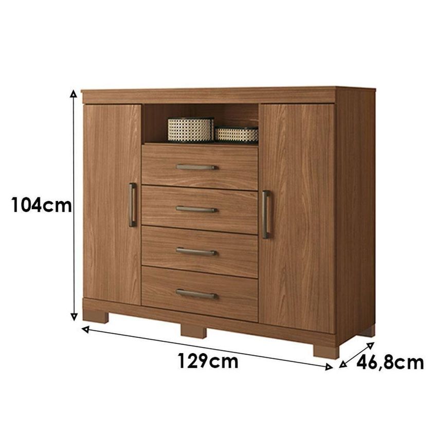 Guarda Roupa Casal Toledo 6 Portas De Bater 2 Gavetas Mdp Cômoda Havana Master Jatobá Acetinado - imagem 3