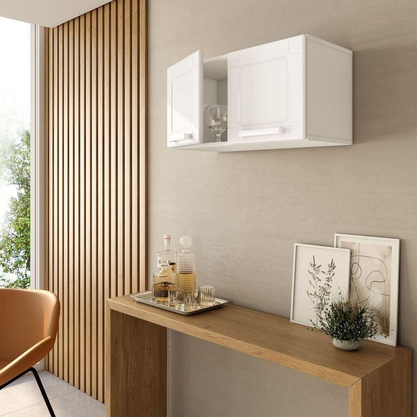Armário Aéreo Multiuso 8191 70cm 2 Portas MDF MDP Aço Branco Bertolini - imagem 3