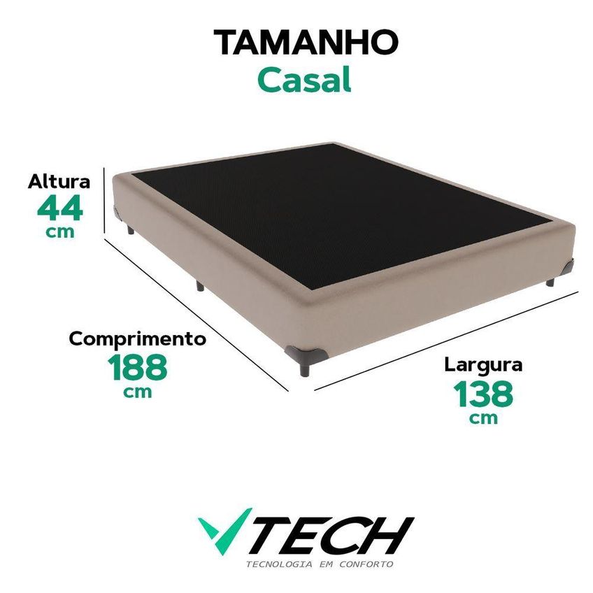 Cama Box Casal Cama Box Estrutura Madeira Base Inteiriça Bege Vtech Capacidade 150kg - imagem 5
