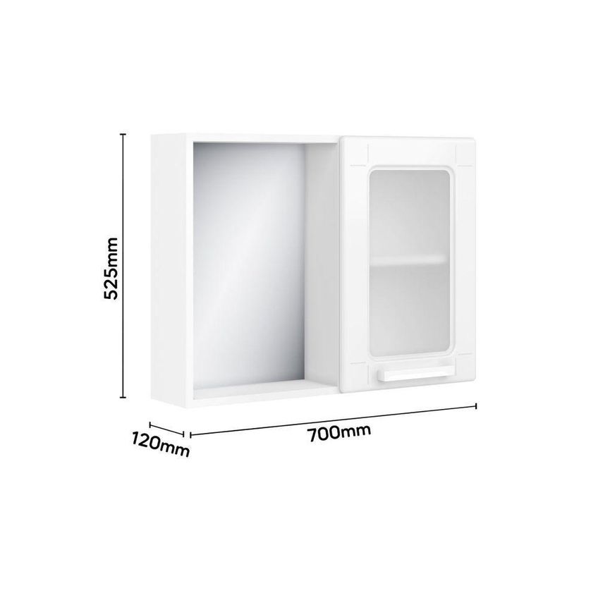 Armário De Banheiro Com Espelho 8200 1 Porta 70cm Branco Bertolini - imagem 4