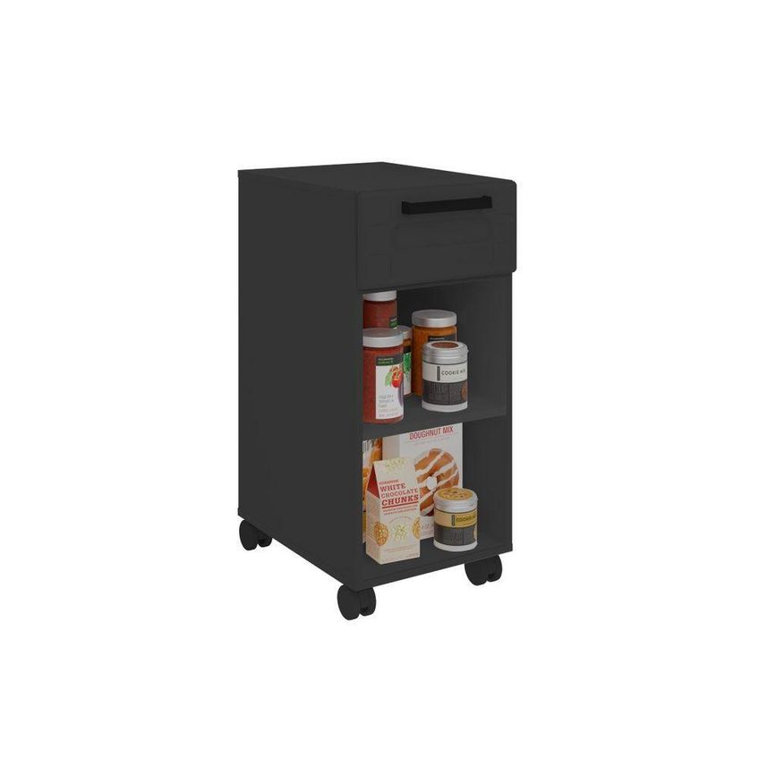 Balcão Multiuso 8194 1 Porta 1 Gaveta Com Rodízios 35cm Grafite Bertolini - imagem 3
