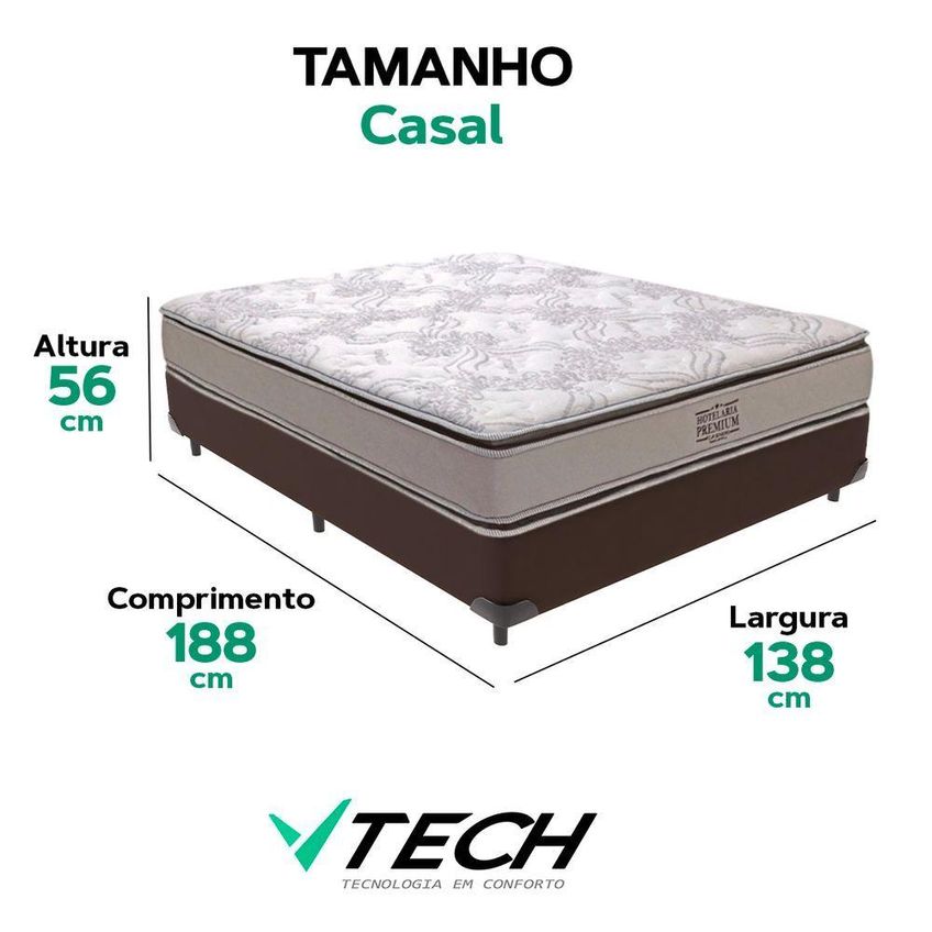 Cama Box Com Colchão Casal Four Season Pillow Top Molas Ensacadas Marrom Vtech - imagem 4