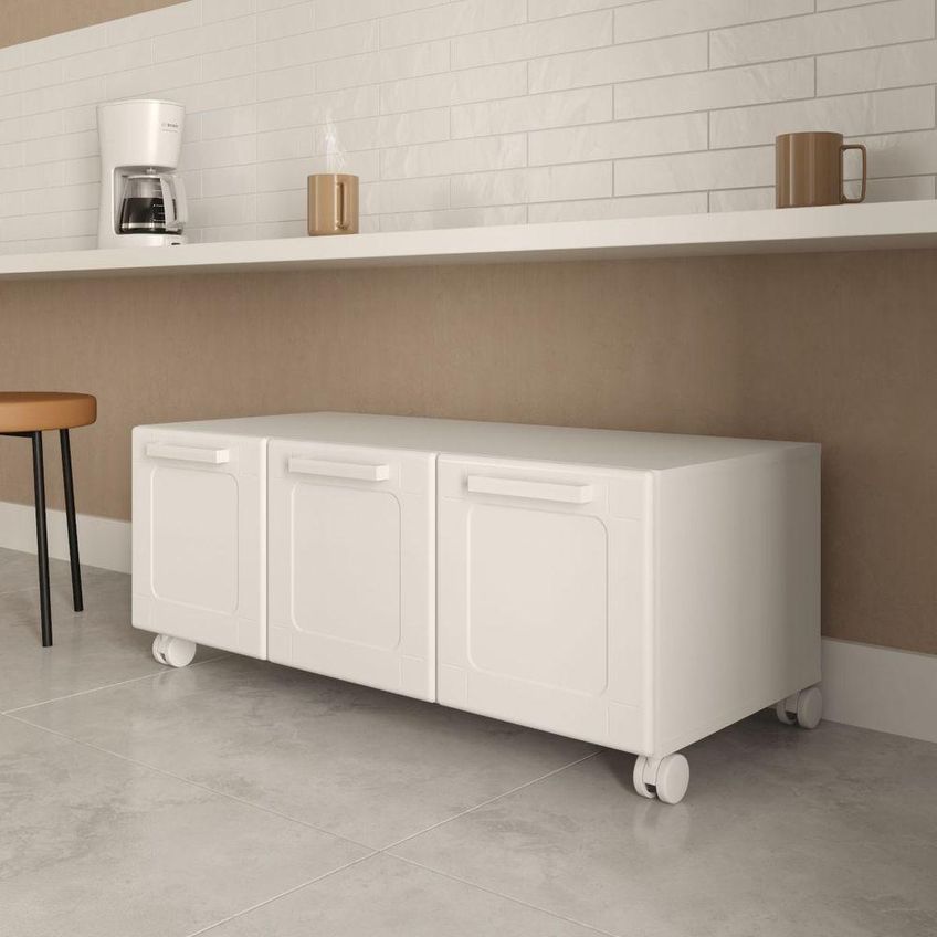 Aparador Sapateira Multiuso 8197 3 Portas MDF MDP Branco Bertolini - imagem 4